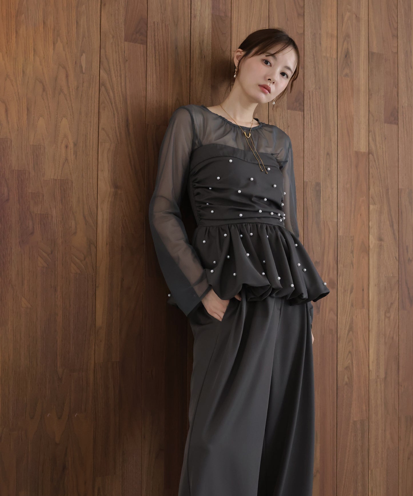 【早割5％OFF】パールバルーンビスチェパンツドレス