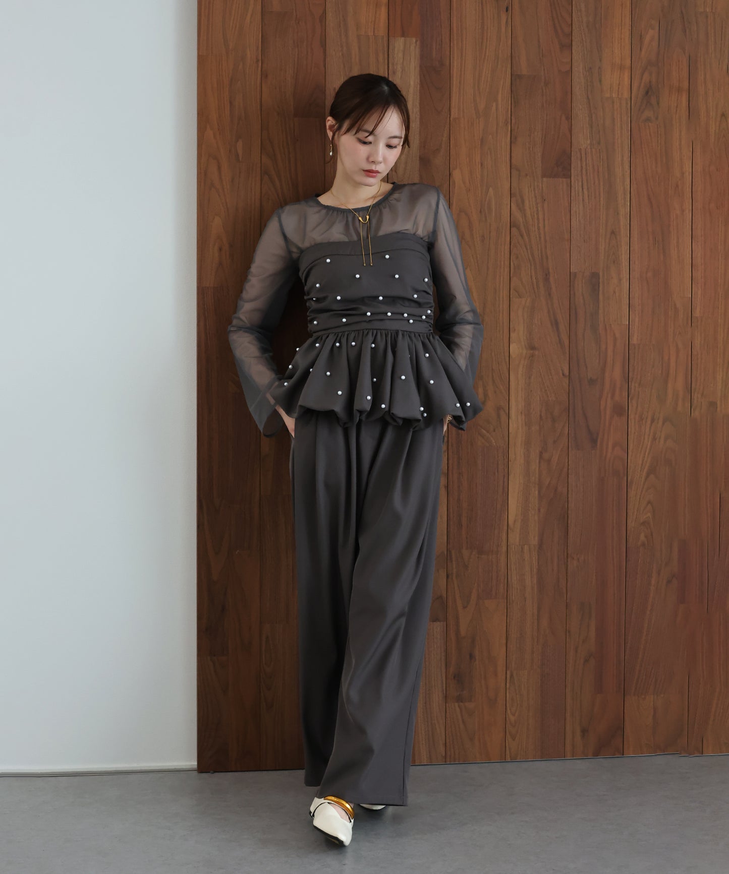 【早割5％OFF】パールバルーンビスチェパンツドレス