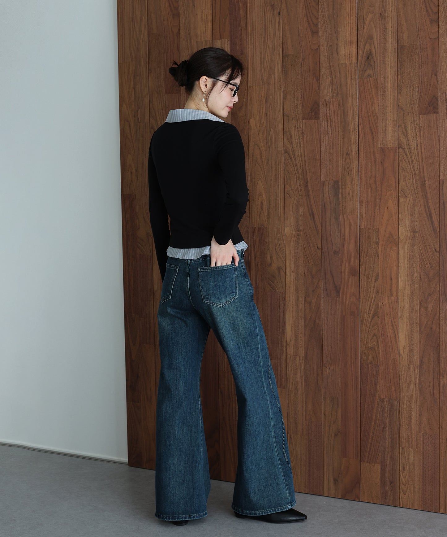 ウェーブラインデニムパンツ