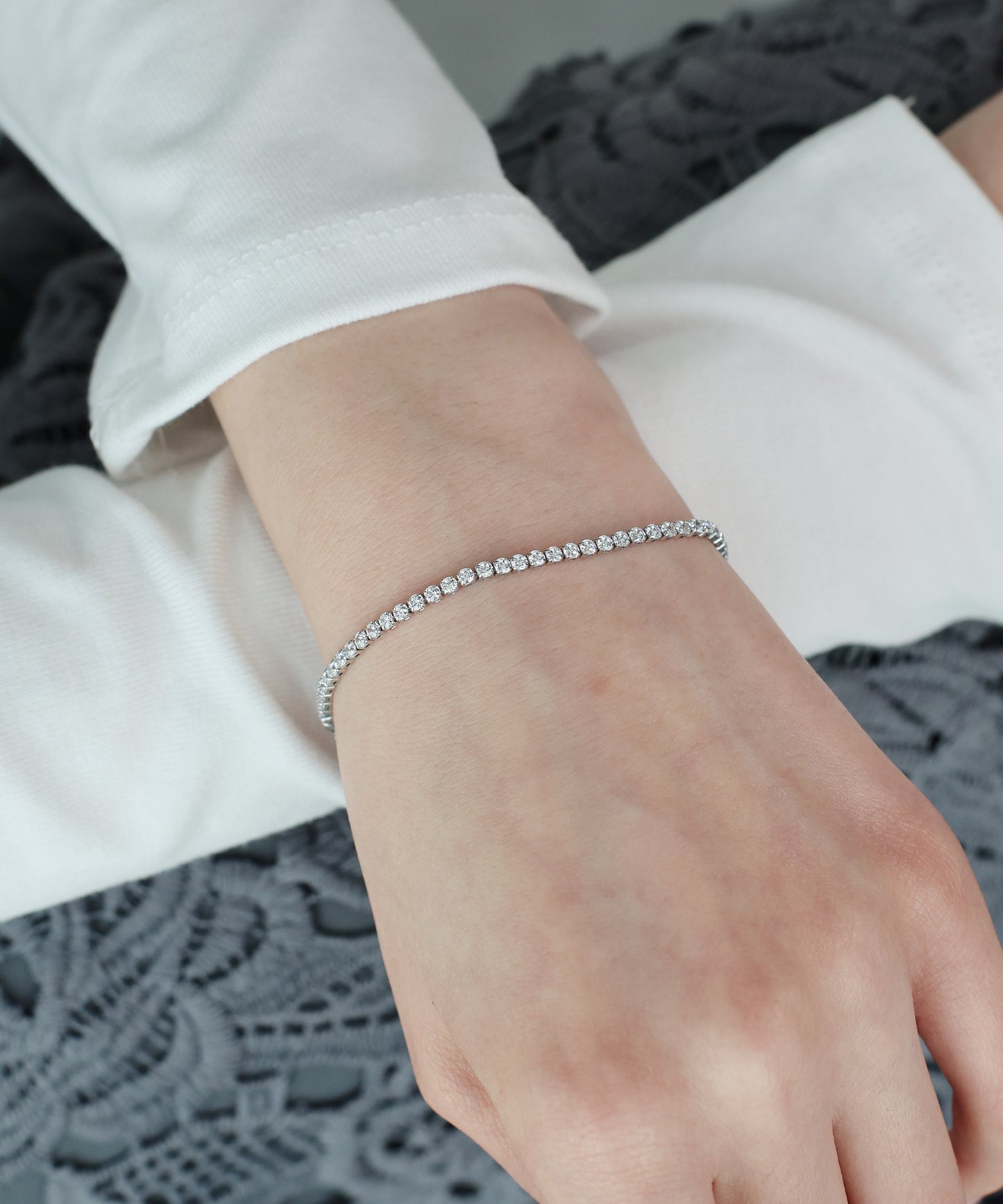 【早割5％OFF】ジルコニアテニスブレスレット / サージカルステンレス【ネコポス】