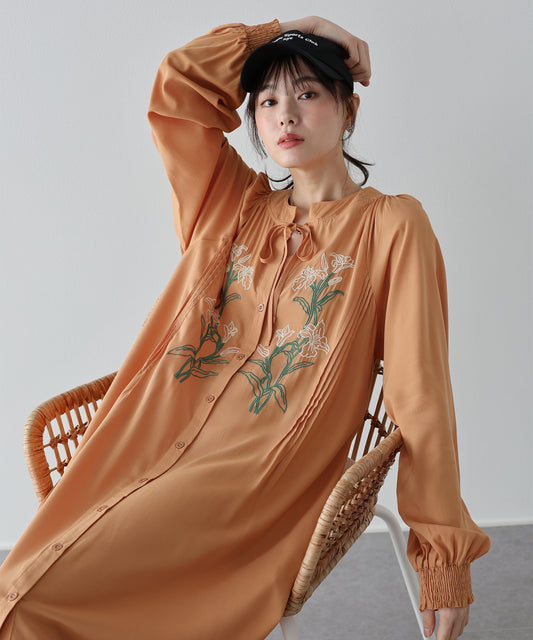 【早割5％OFF】フラワー刺繍ワンピース