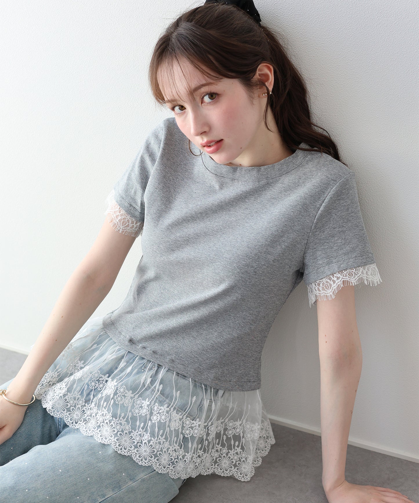 【早割5％OFF】レースドッキングＴシャツ【メール便】