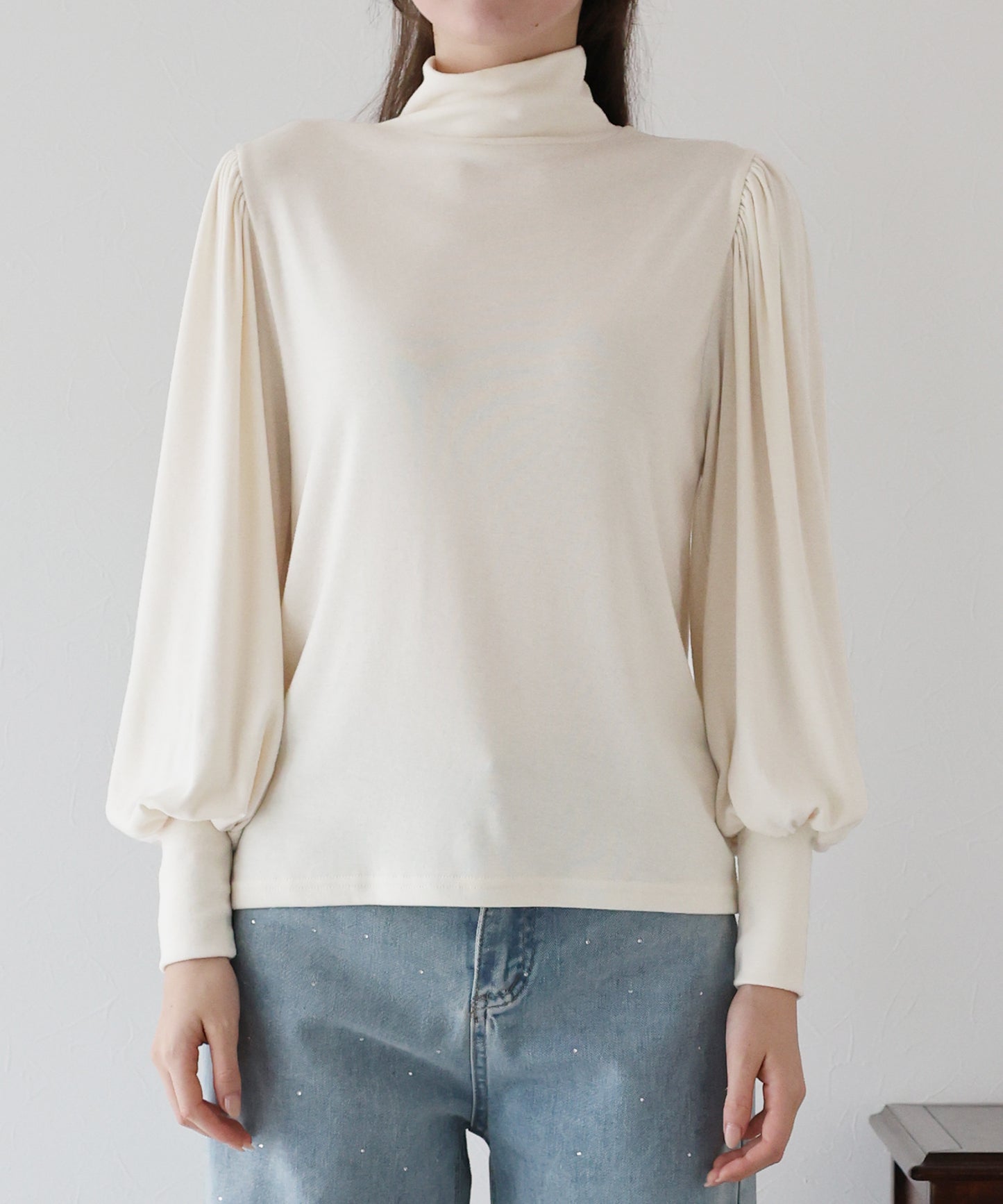 パフスリーブハイネックカットソー【ネコポス】