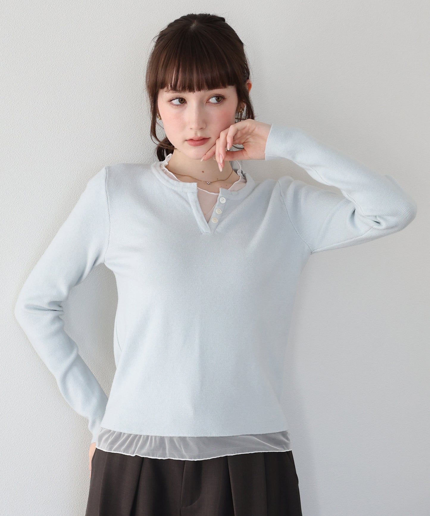 【早割5％OFF】シアードッキングヘンリーネックニット