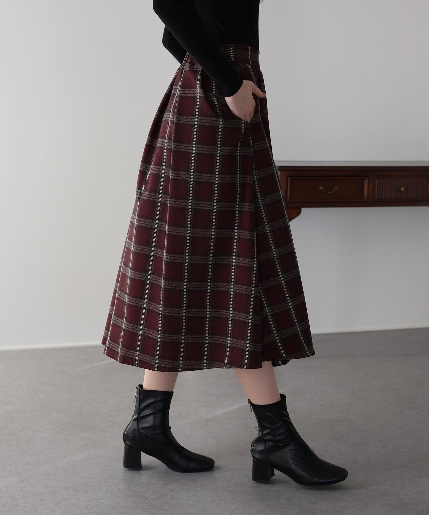 【SALE】丈が選べるチェックロングスカート