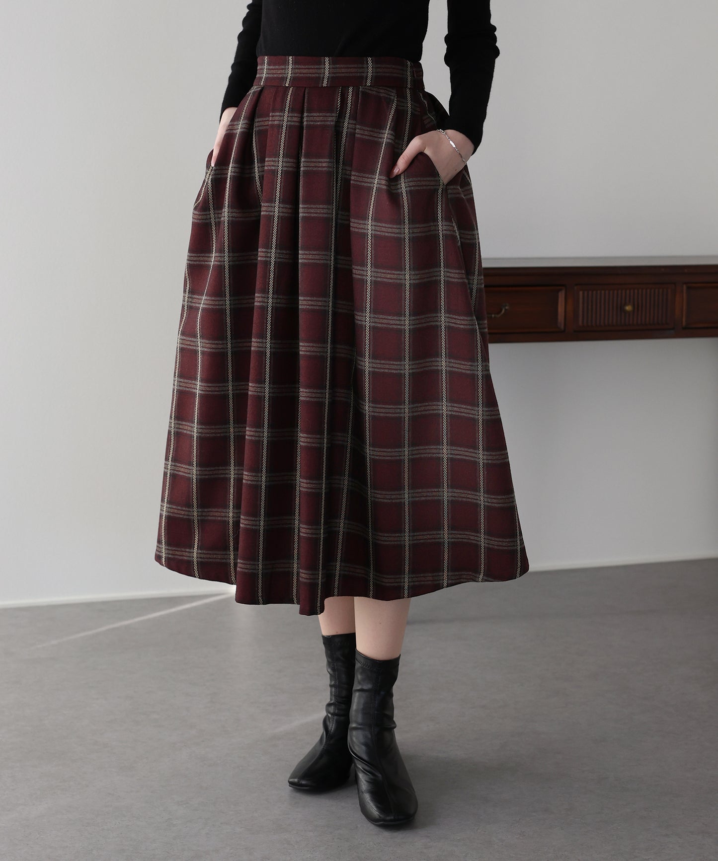 【SALE】丈が選べるチェックロングスカート