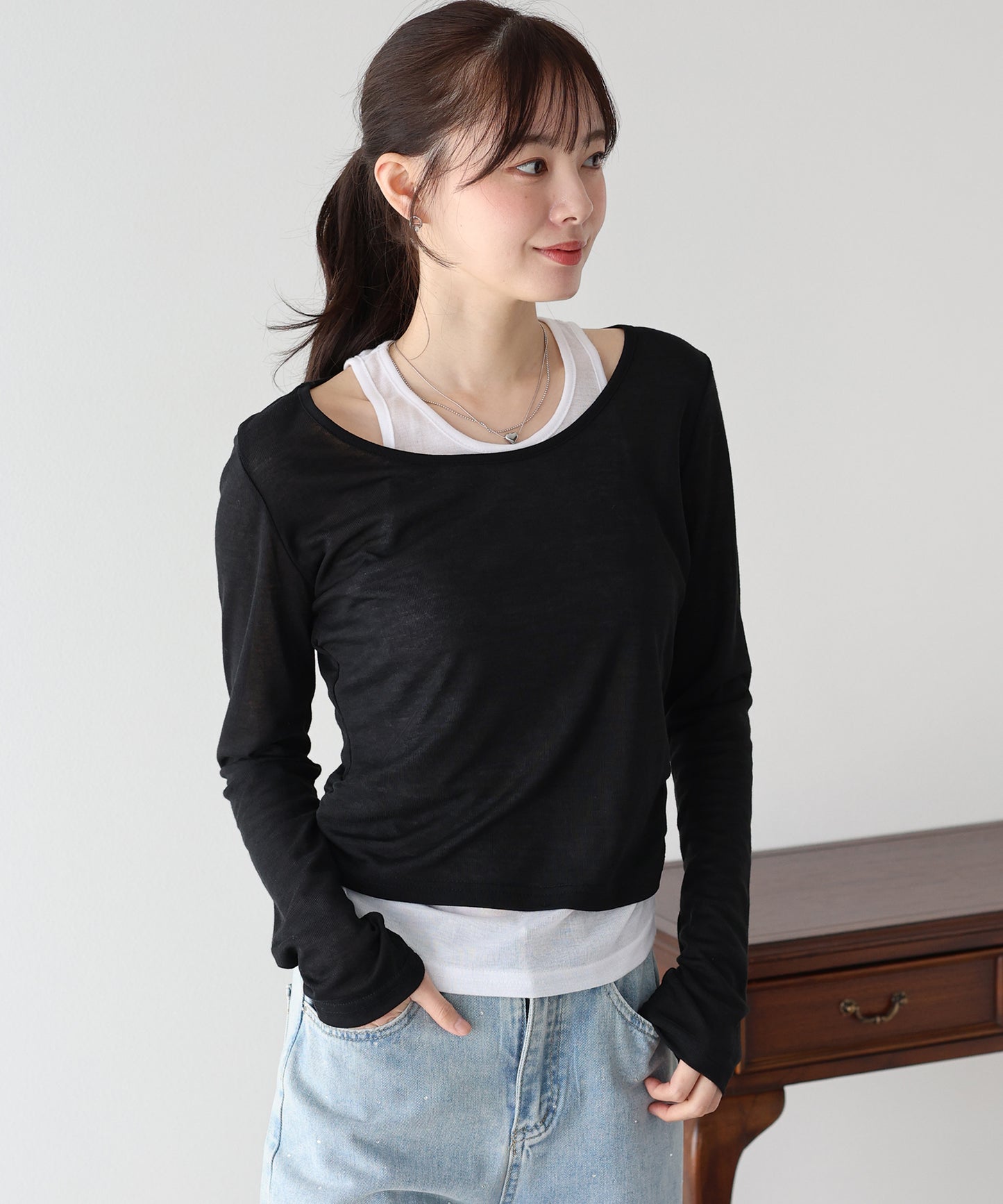 【早割5％OFF】レイヤードシアーカットソー【ネコポス】