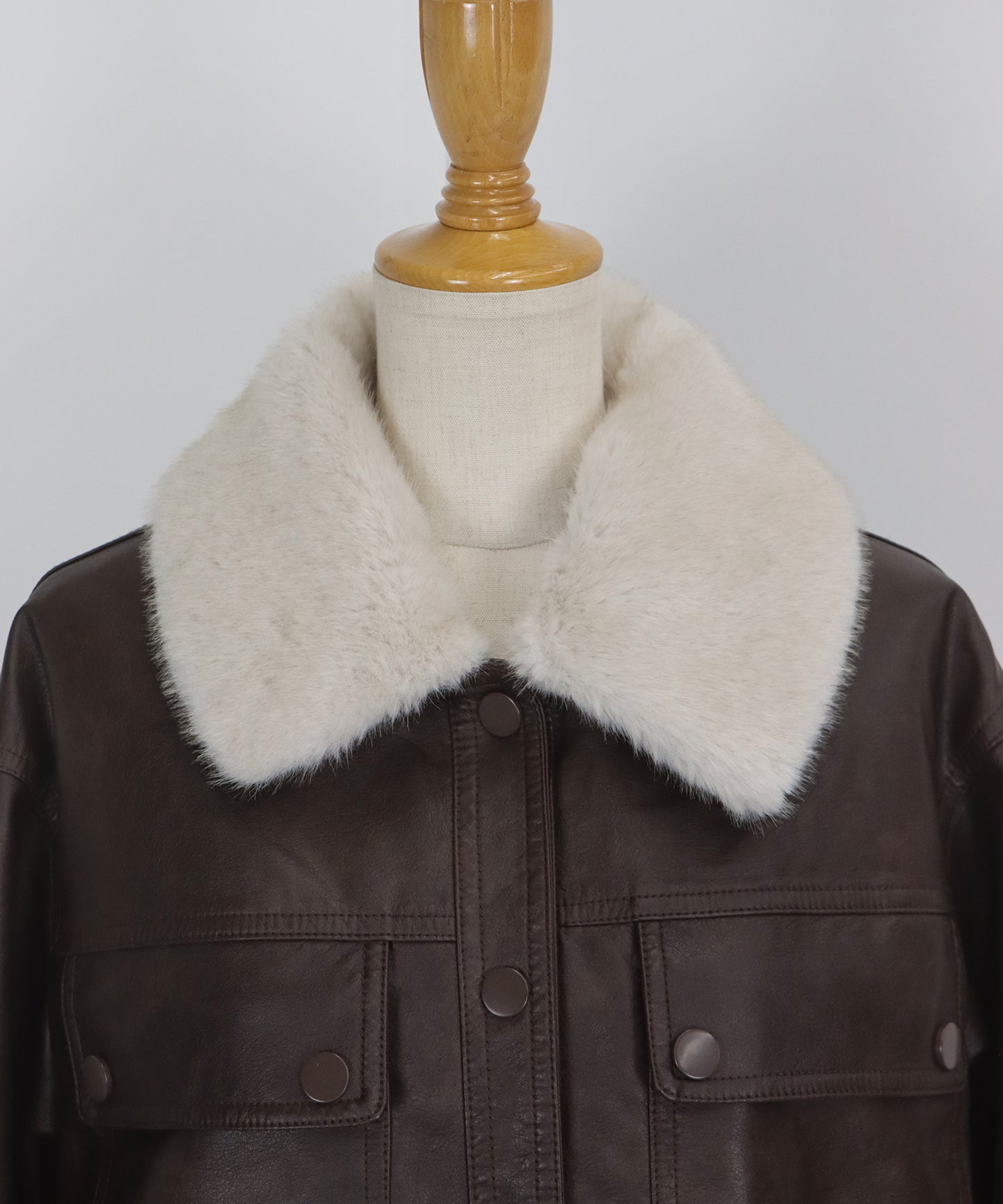 ファー付きフェイクレザーブルゾン