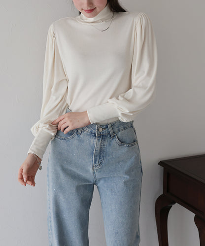 パフスリーブハイネックカットソー【ネコポス】