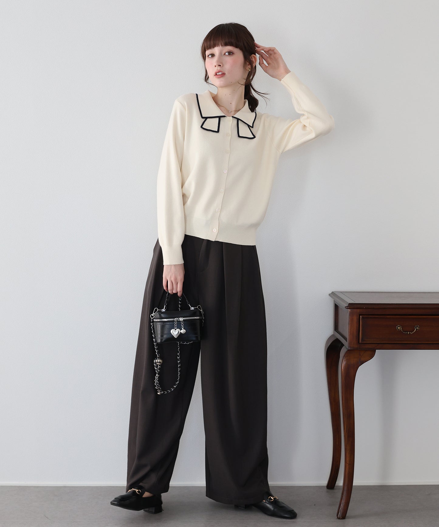 【早割5％OFF】バイカラーリボンニット