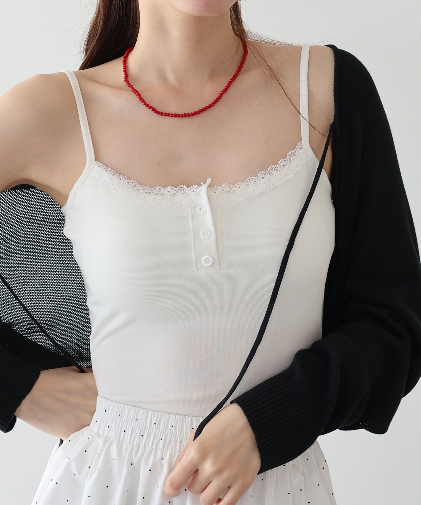 【早割5％OFF】ヘンリーネックレースキャミソール【メール便】