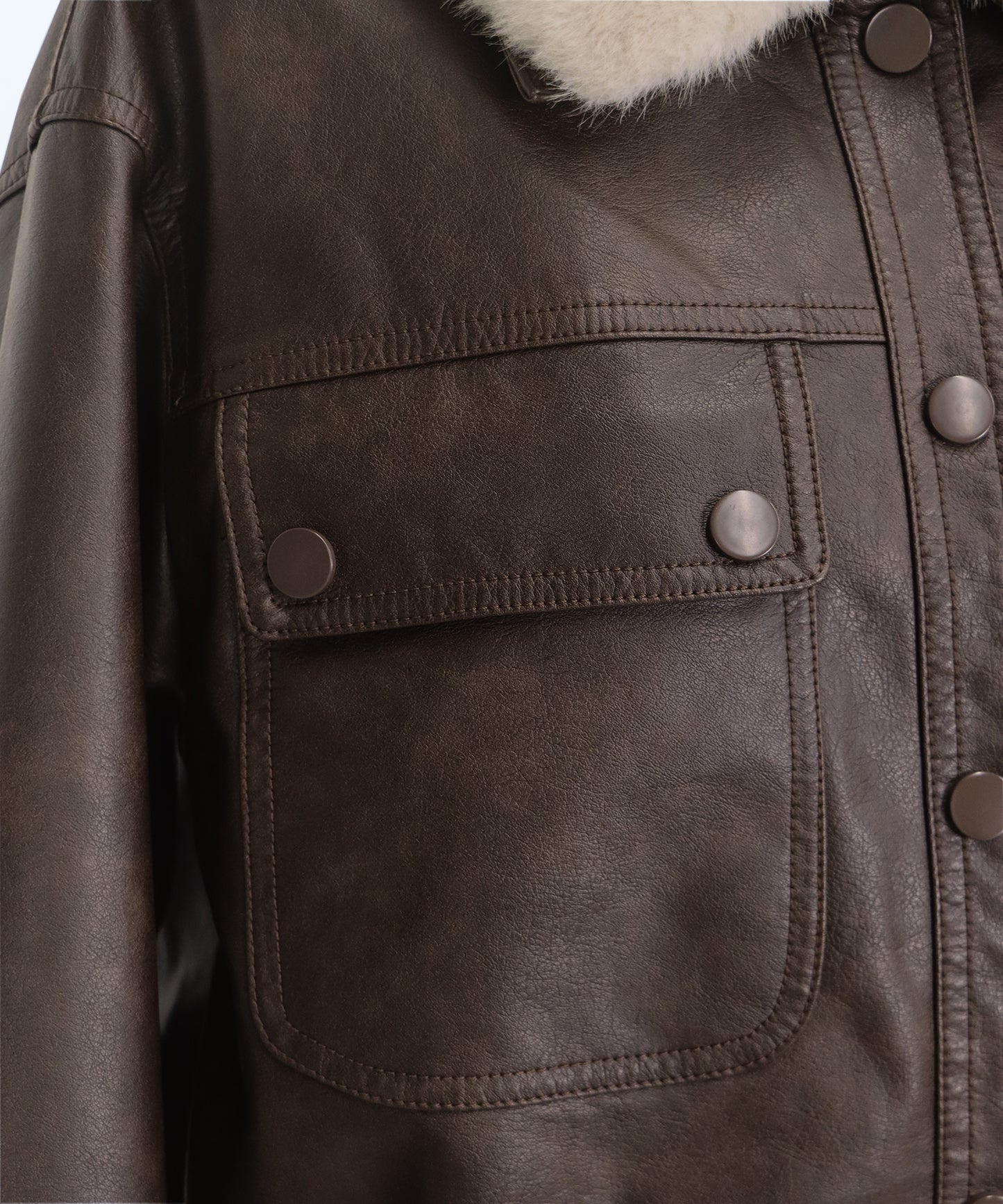 ファー付きフェイクレザーブルゾン