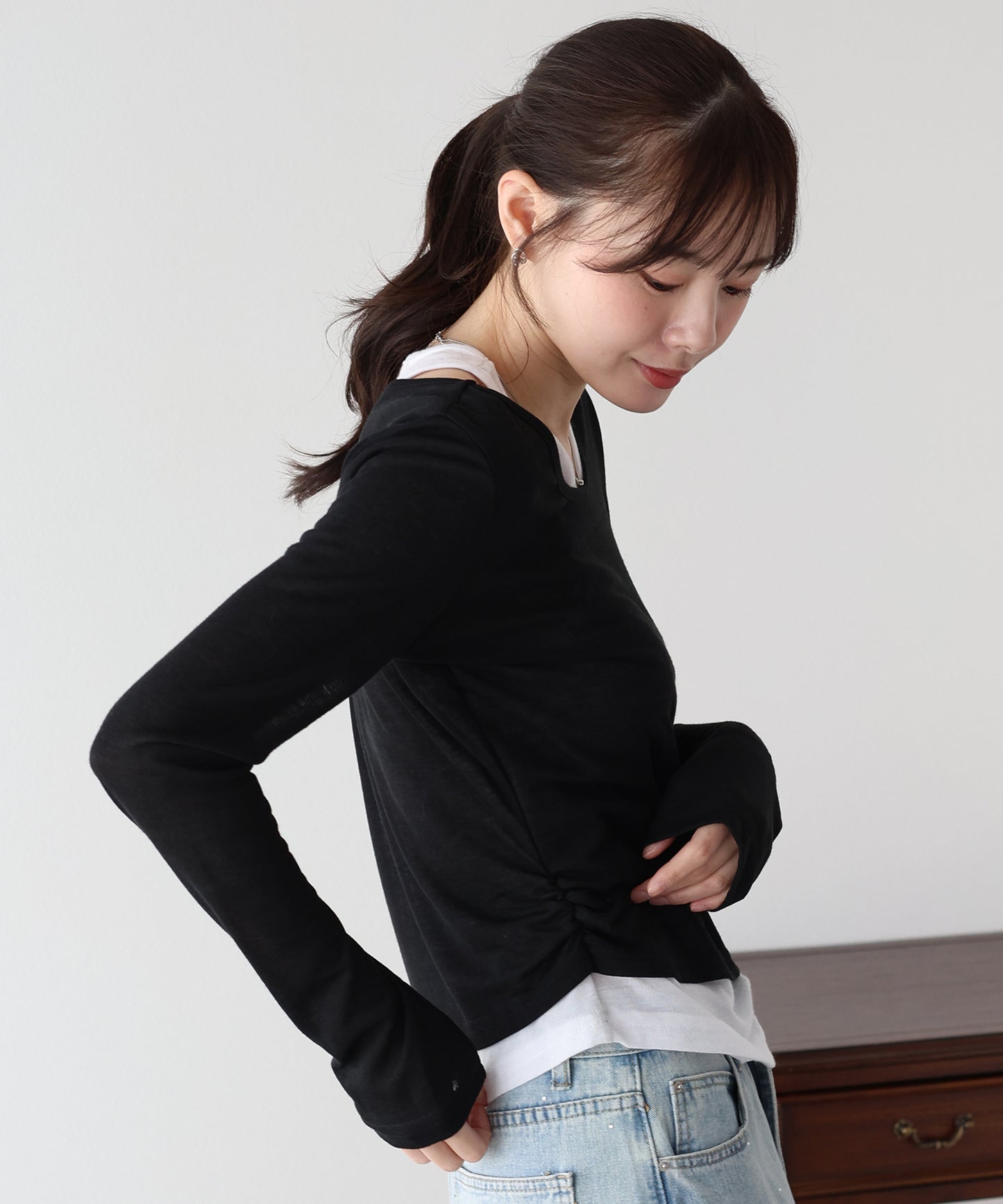 【早割5％OFF】レイヤードシアーカットソー【ネコポス】