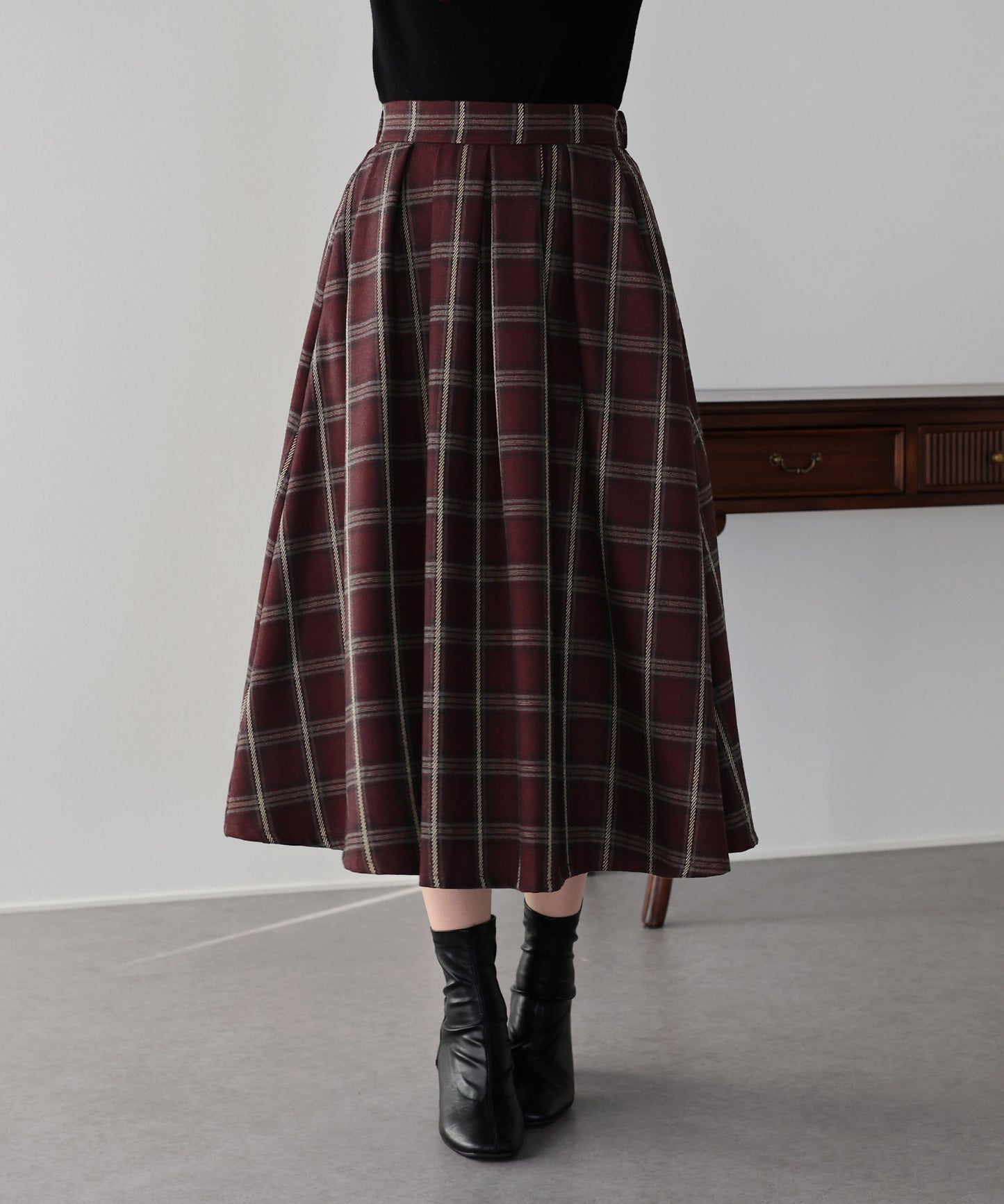 【SALE】丈が選べるチェックロングスカート