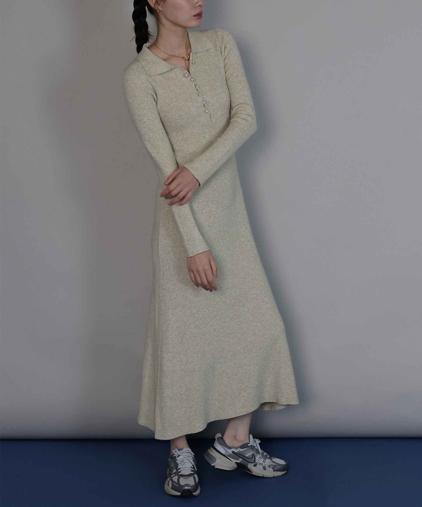 【早割5％OFF】ポロリブニットワンピース[ J by blue ]