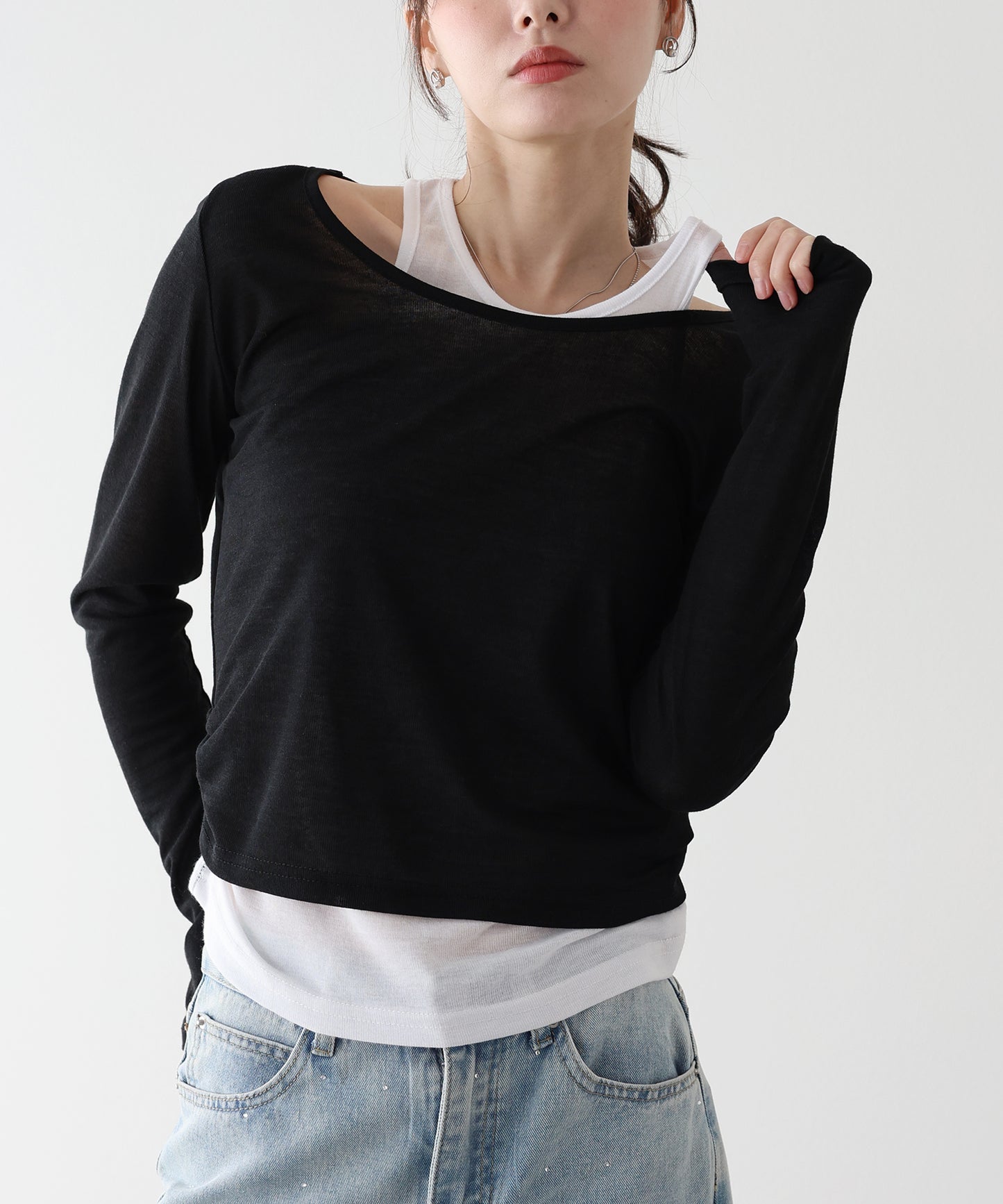 【早割5％OFF】レイヤードシアーカットソー【ネコポス】