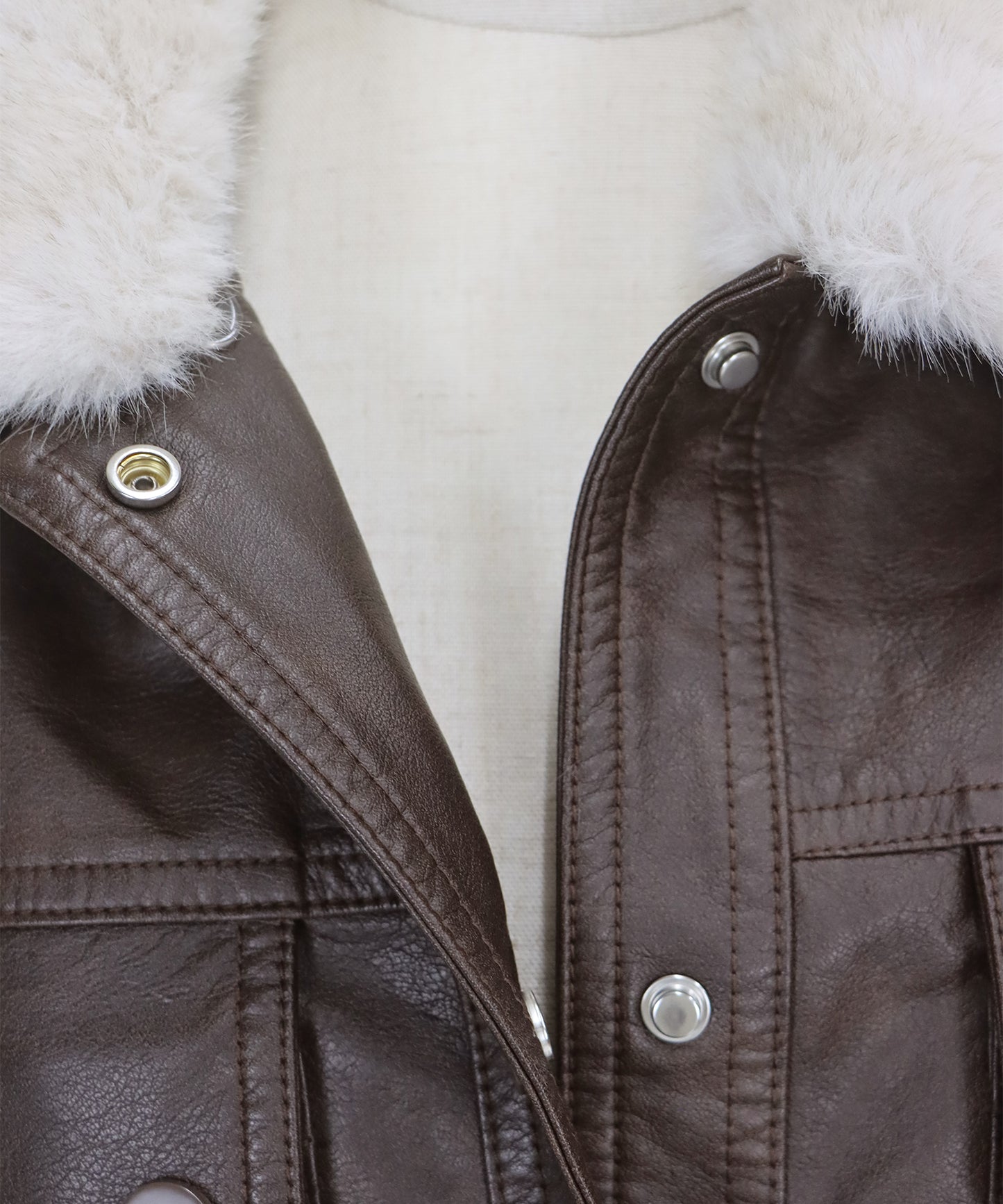 ファー付きフェイクレザーブルゾン