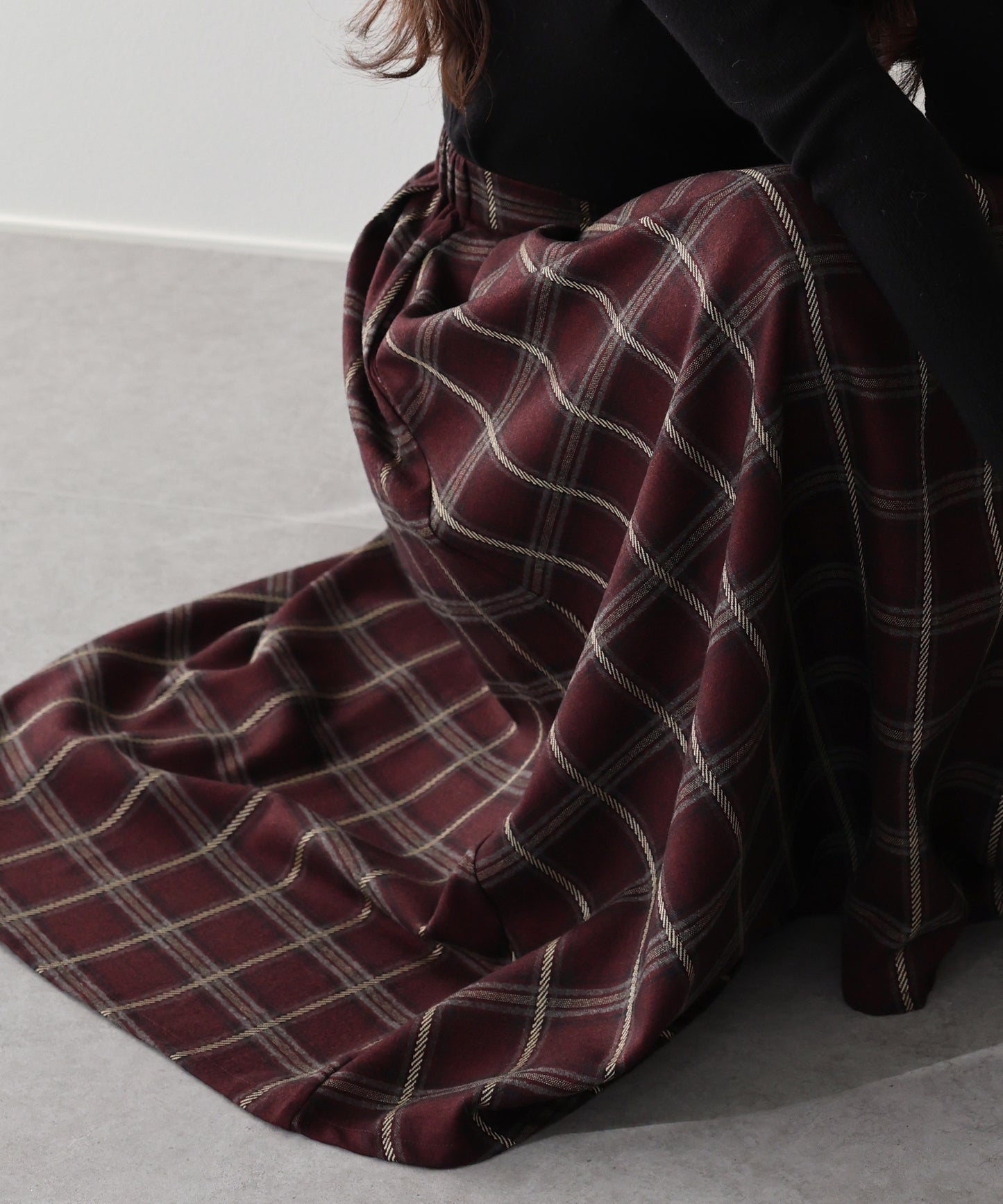 【SALE】丈が選べるチェックロングスカート