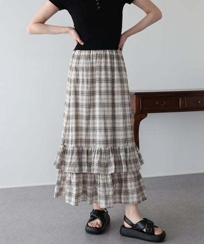 【早割5％OFF】ティアードチェックスカート