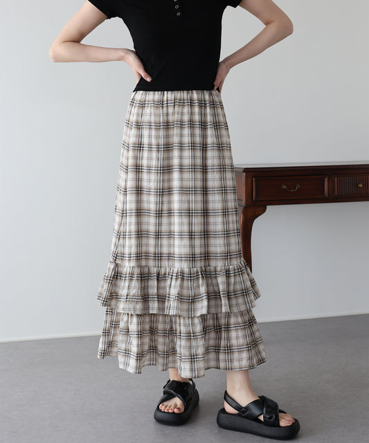 【早割5％OFF】ティアードチェックスカート