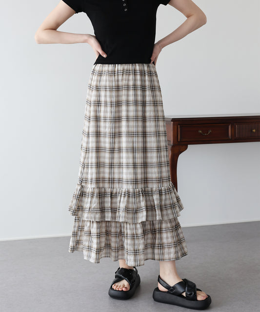 【早割5％OFF】ティアードチェックスカート