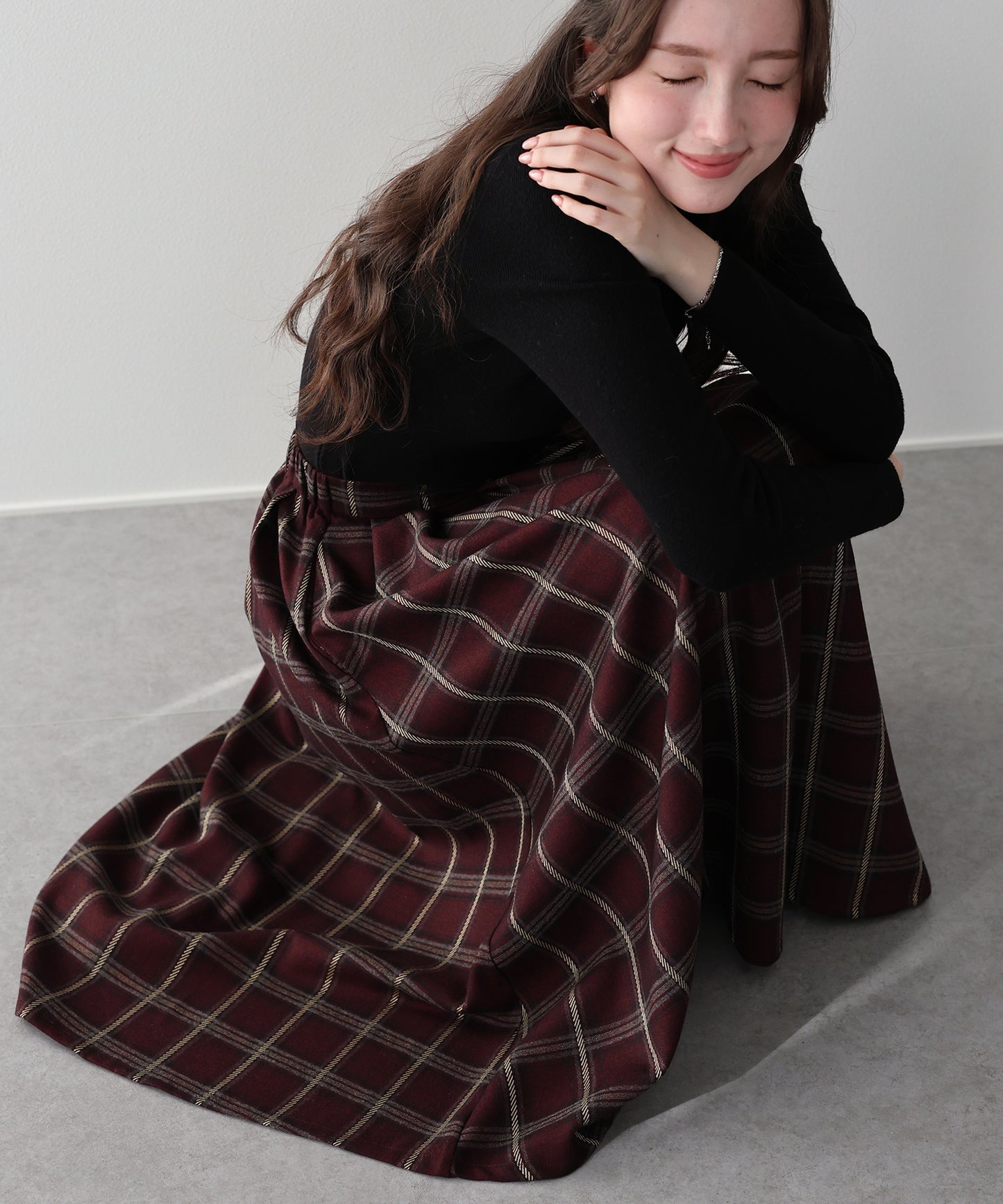 【SALE】丈が選べるチェックロングスカート