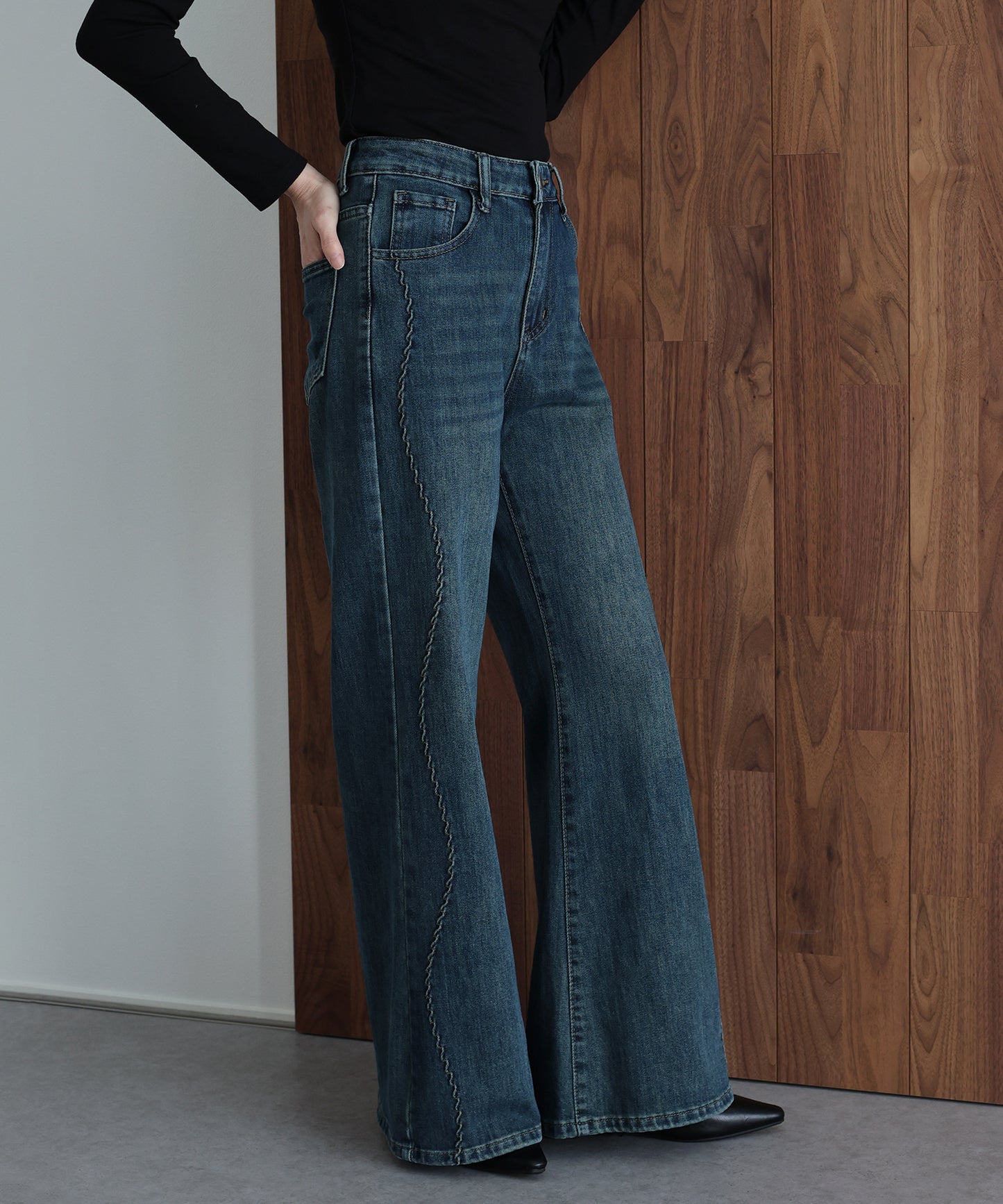 ウェーブラインデニムパンツ