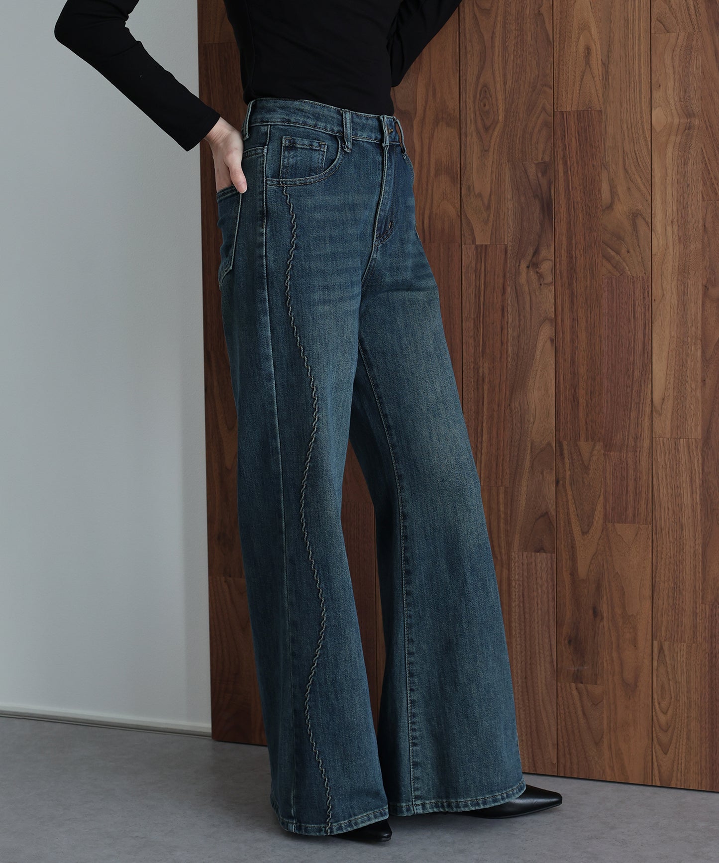 ウェーブラインデニムパンツ