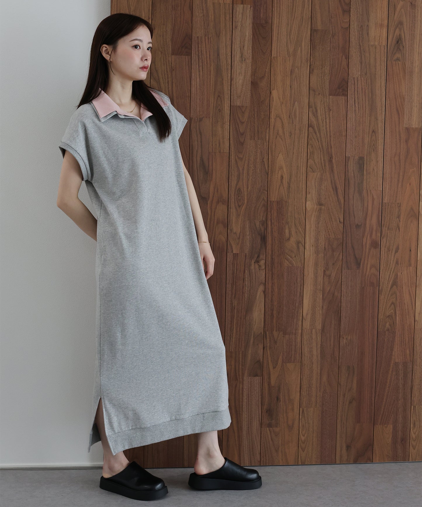 【早割5％OFF】シャツレイヤードスウェットワンピース