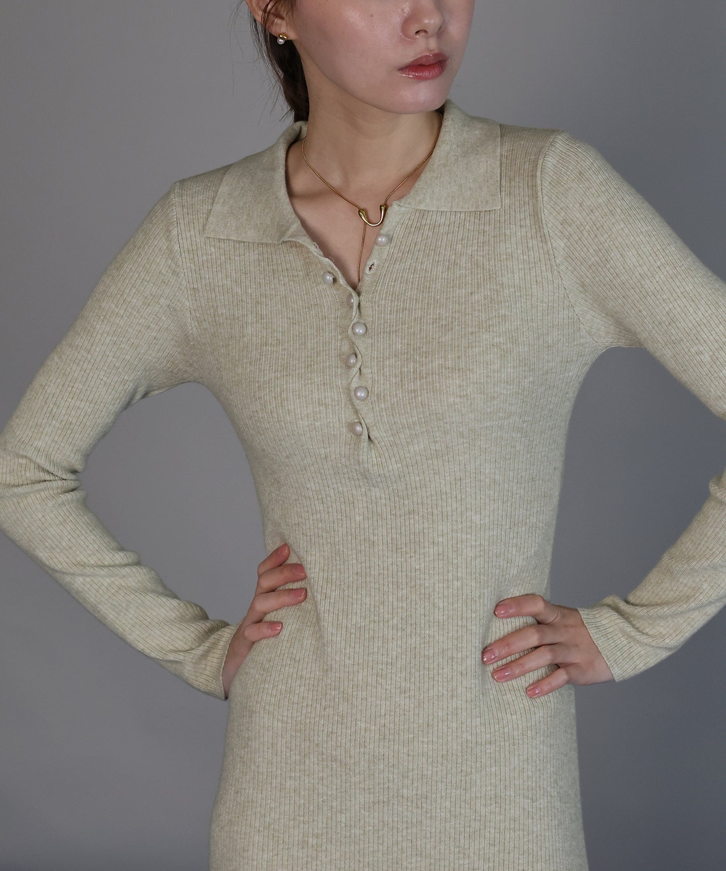 ポロリブニットワンピース[ J by blue ]