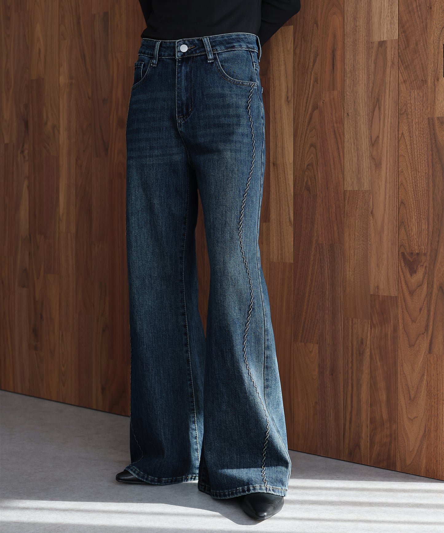 ウェーブラインデニムパンツ