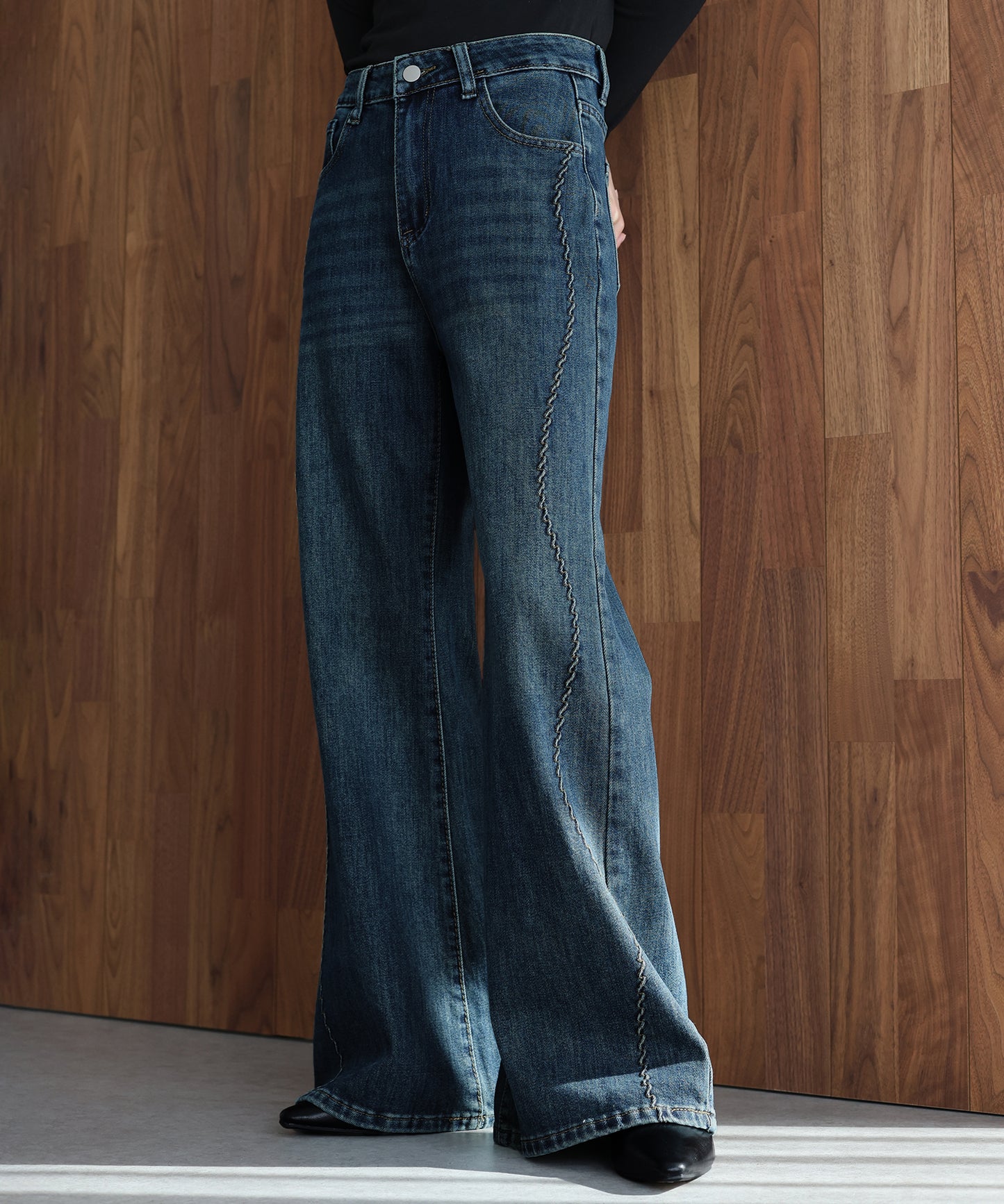 ウェーブラインデニムパンツ