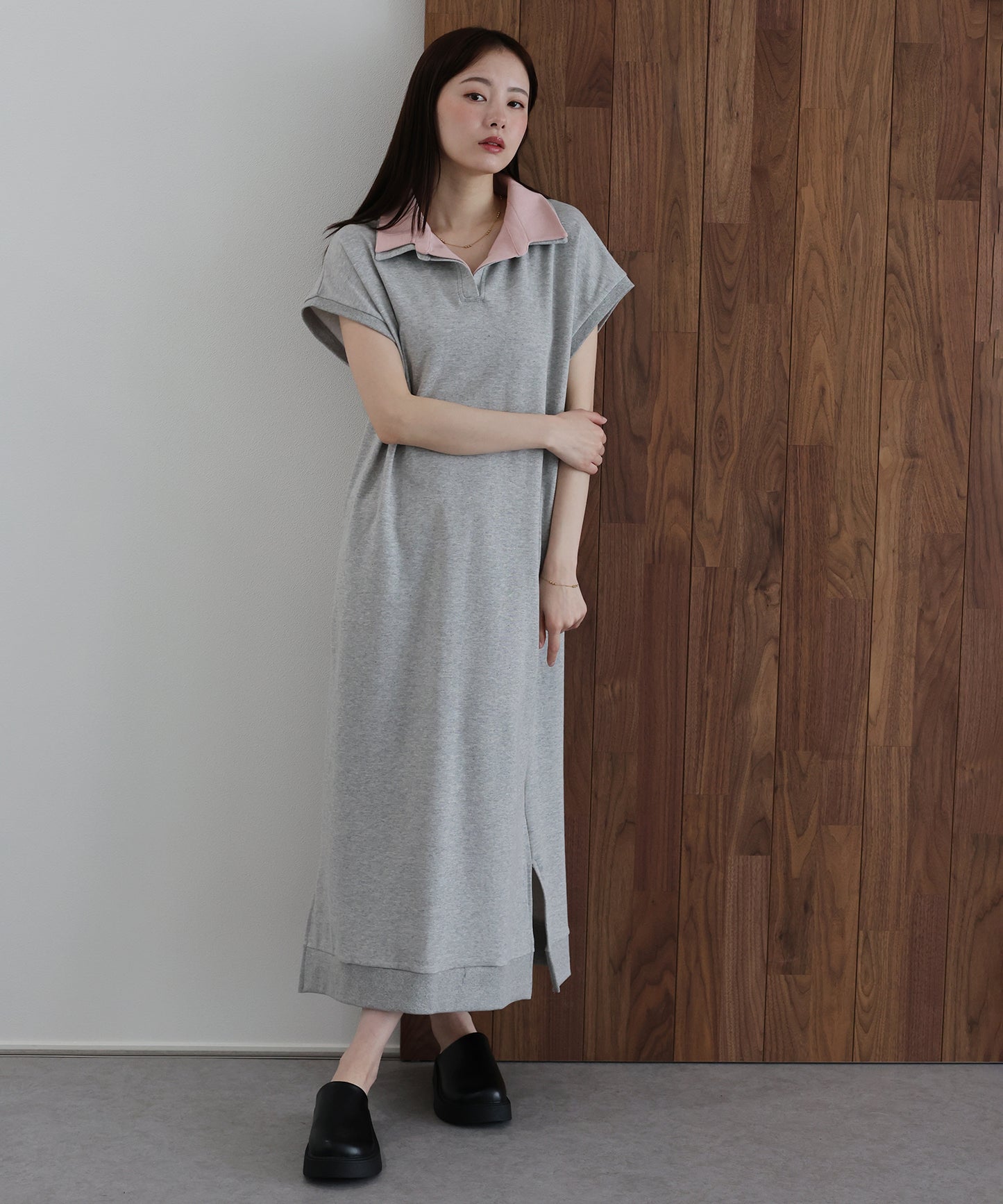 【早割5％OFF】シャツレイヤードスウェットワンピース