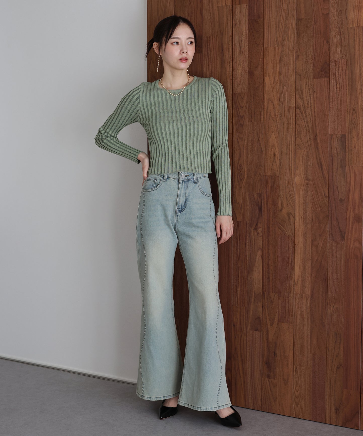 ウェーブラインデニムパンツ