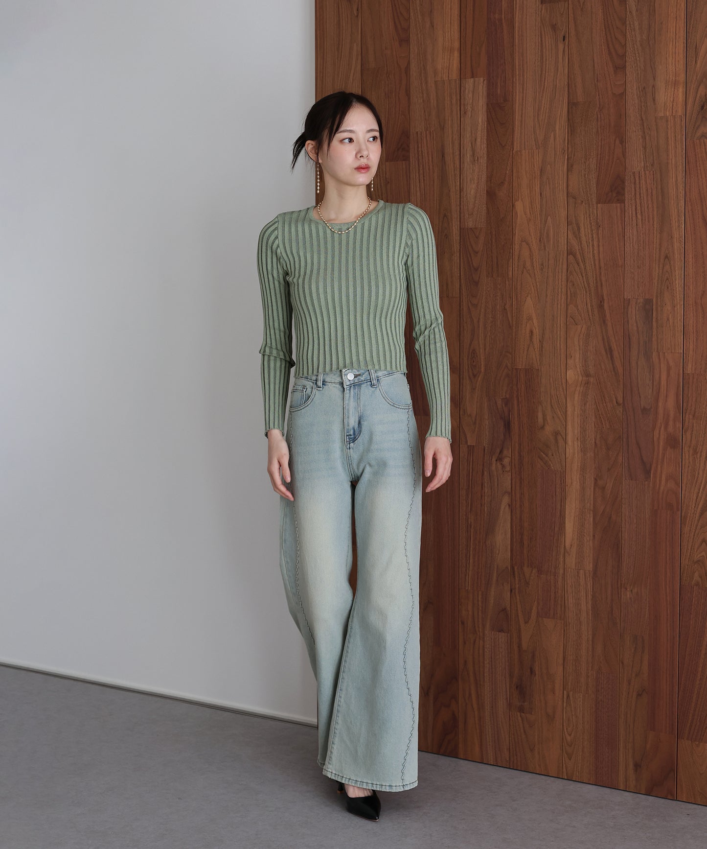 ウェーブラインデニムパンツ