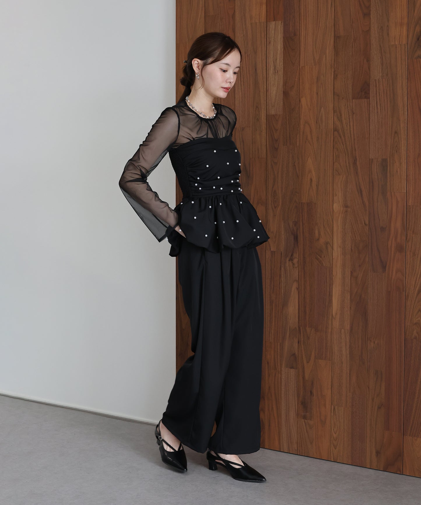 【早割5％OFF】パールバルーンビスチェパンツドレス