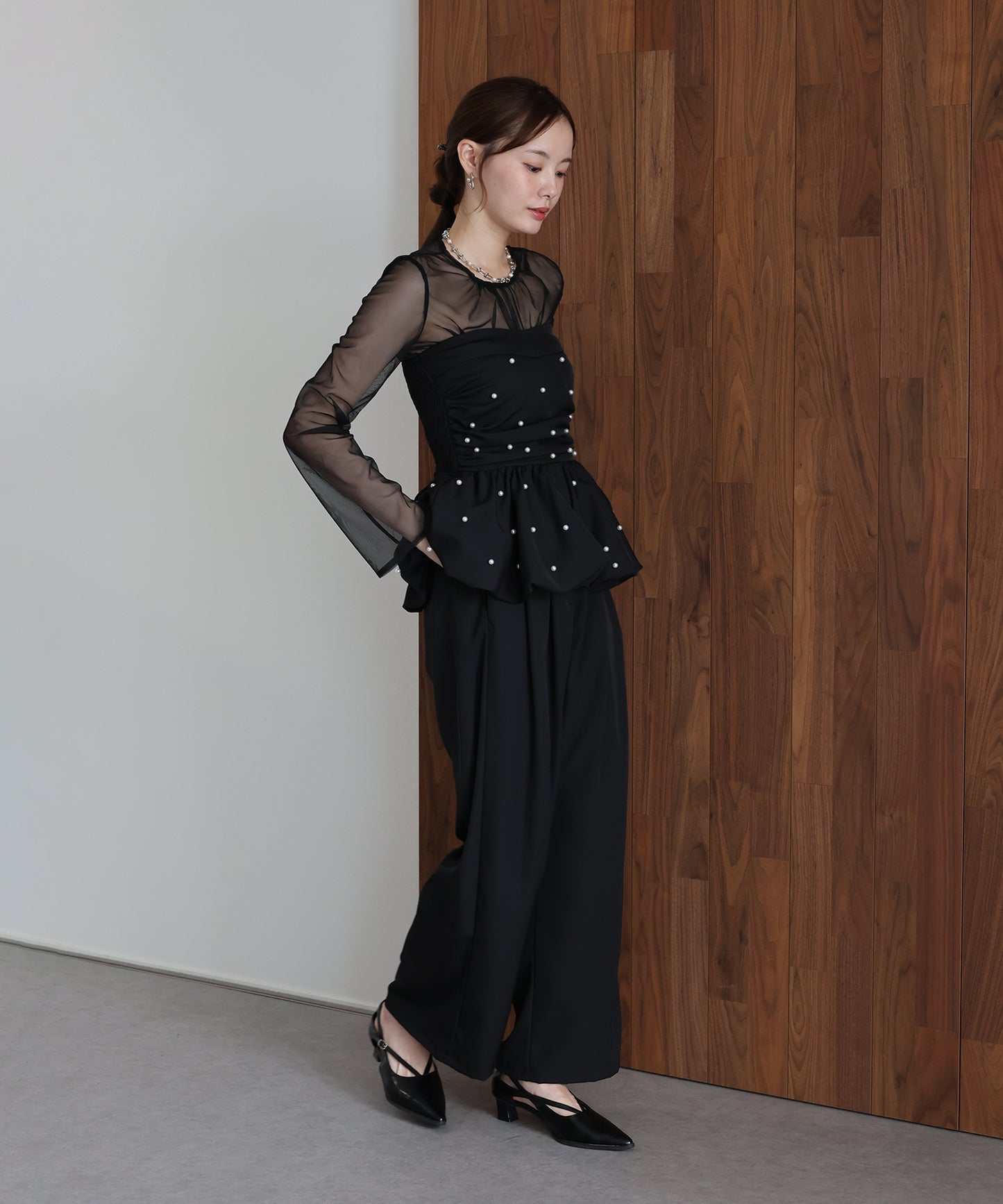 【早割5％OFF】パールバルーンビスチェパンツドレス