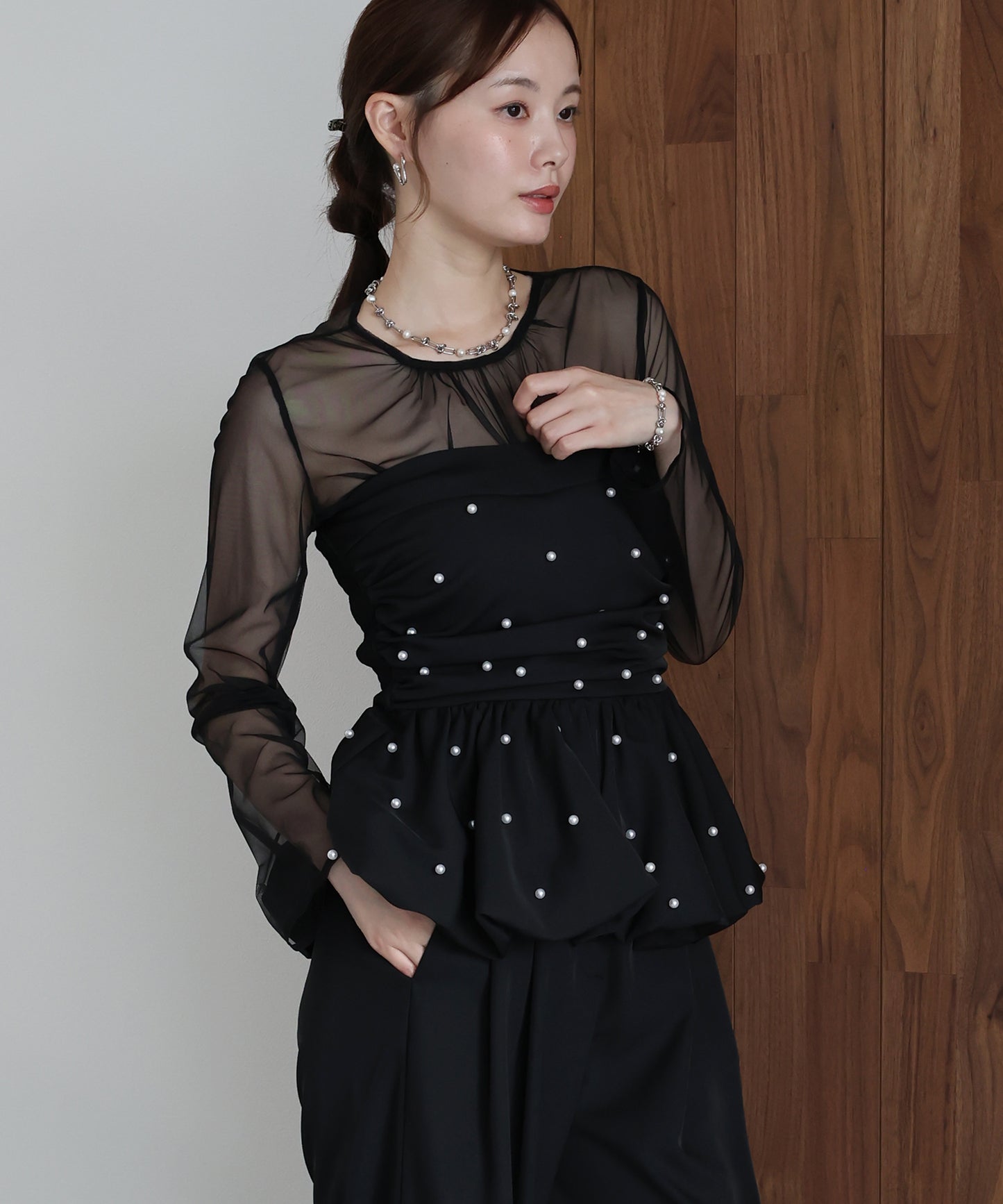 【早割5％OFF】パールバルーンビスチェパンツドレス