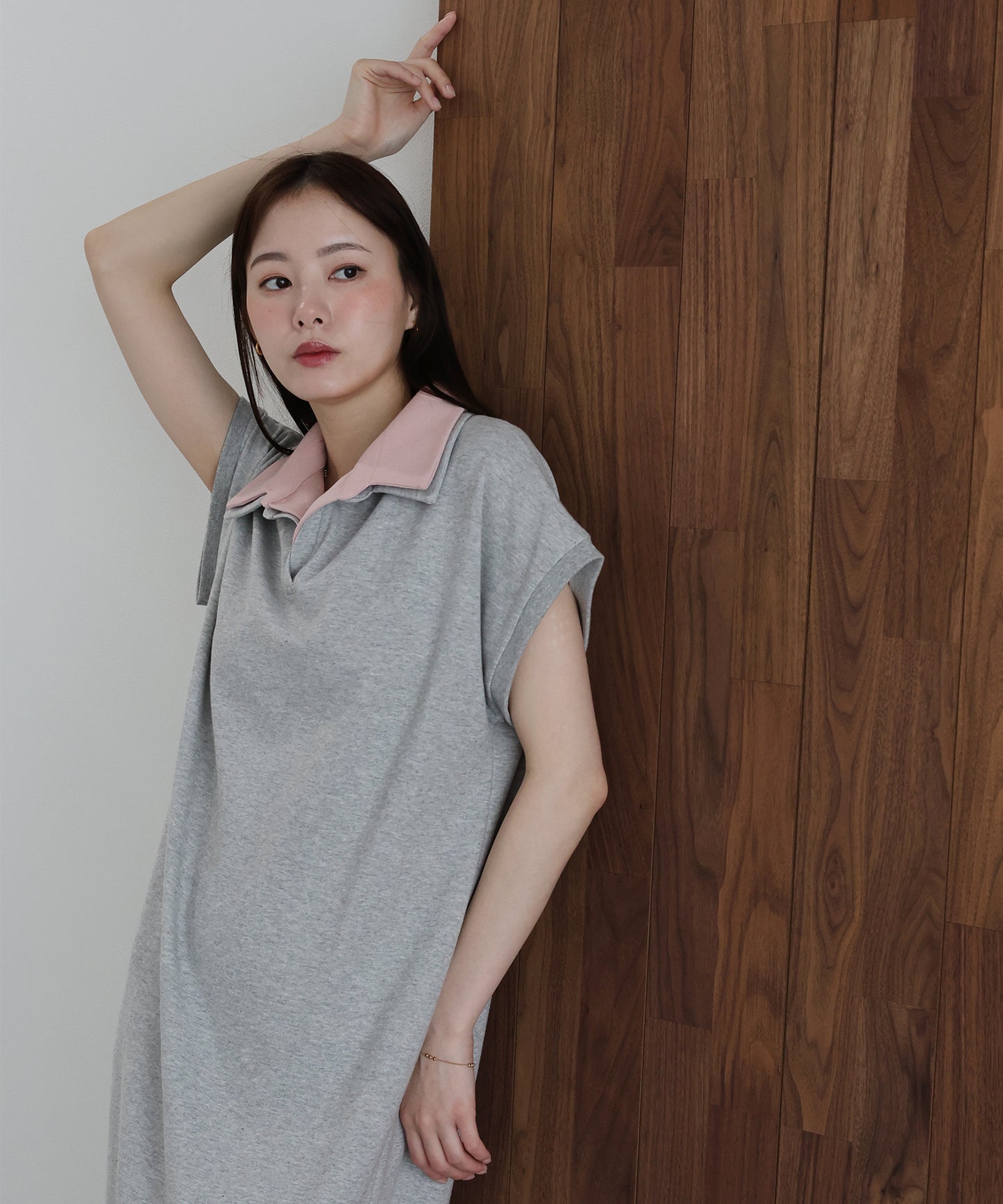 【早割5％OFF】シャツレイヤードスウェットワンピース