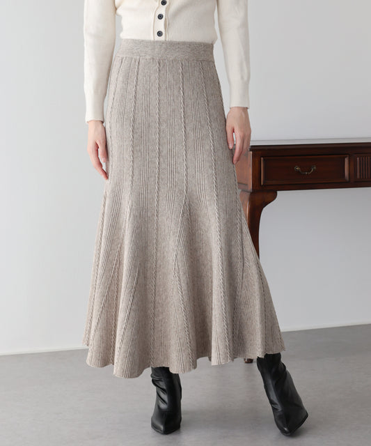 【早割5％OFF】ケーブル編みニットマーメイドスカート