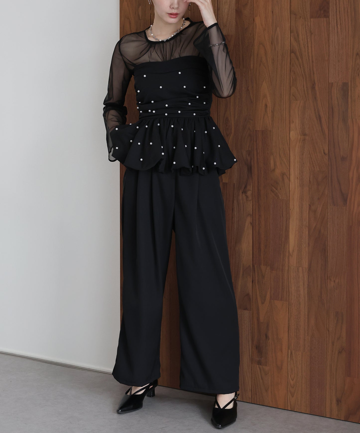 【早割5％OFF】パールバルーンビスチェパンツドレス