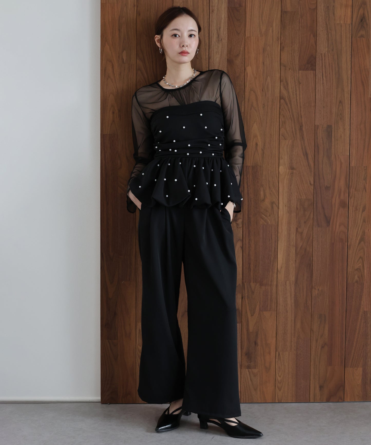 【早割5％OFF】パールバルーンビスチェパンツドレス