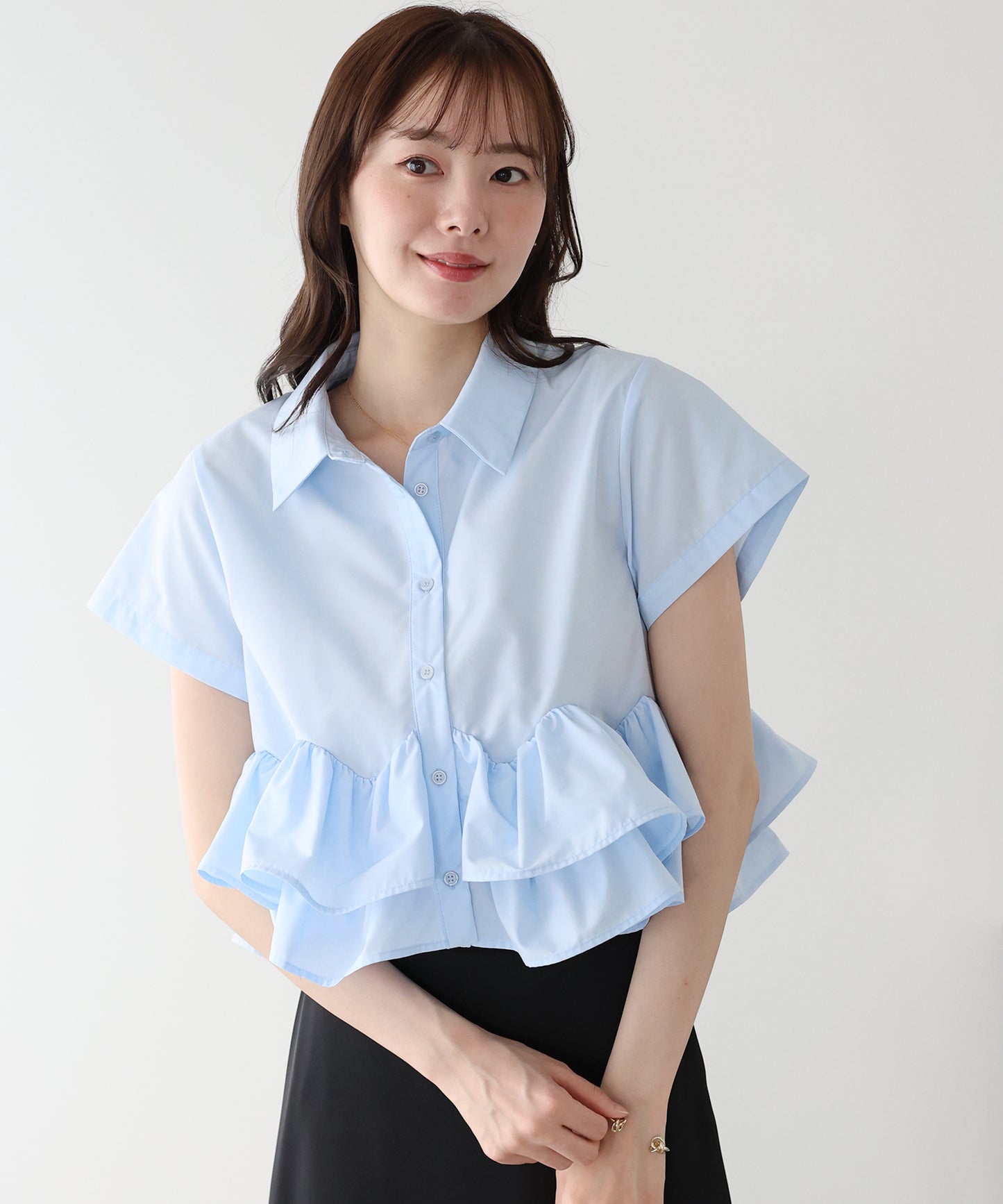 【早割5％OFF】フリルヘムブラウス【メール便】