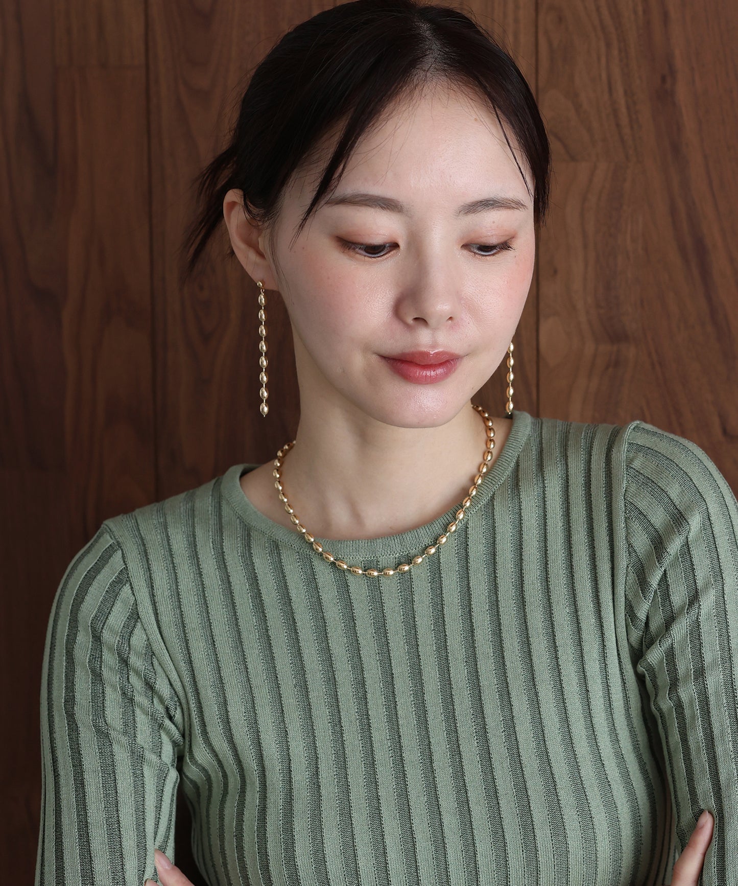 オーバルボールチェーンピアス / ニッケルフリー