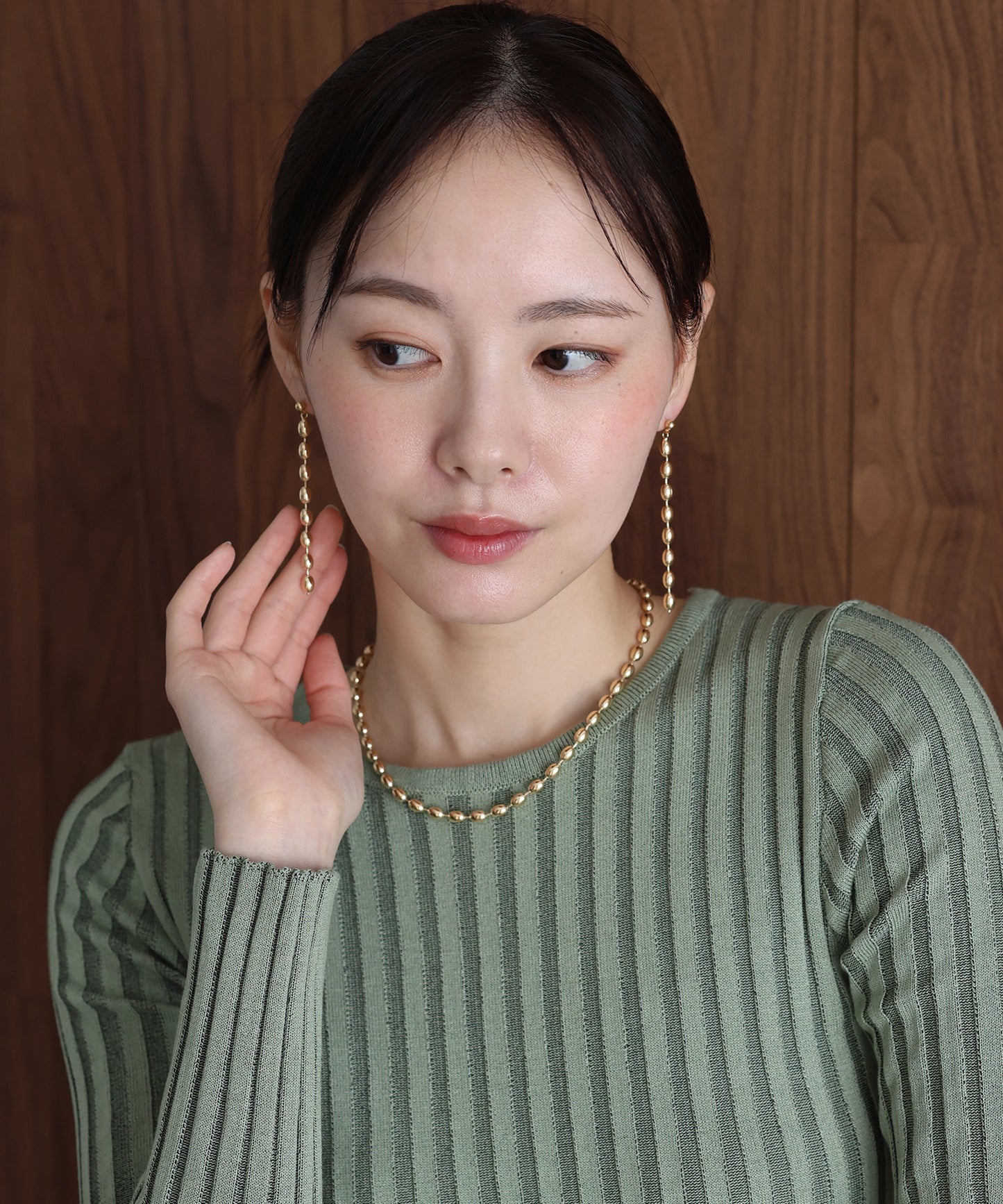 オーバルボールチェーンピアス / ニッケルフリー