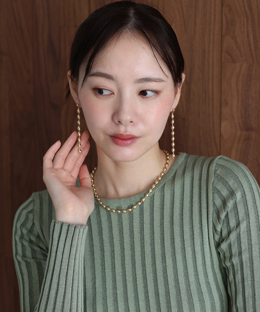 オーバルボールチェーンピアス / ニッケルフリー