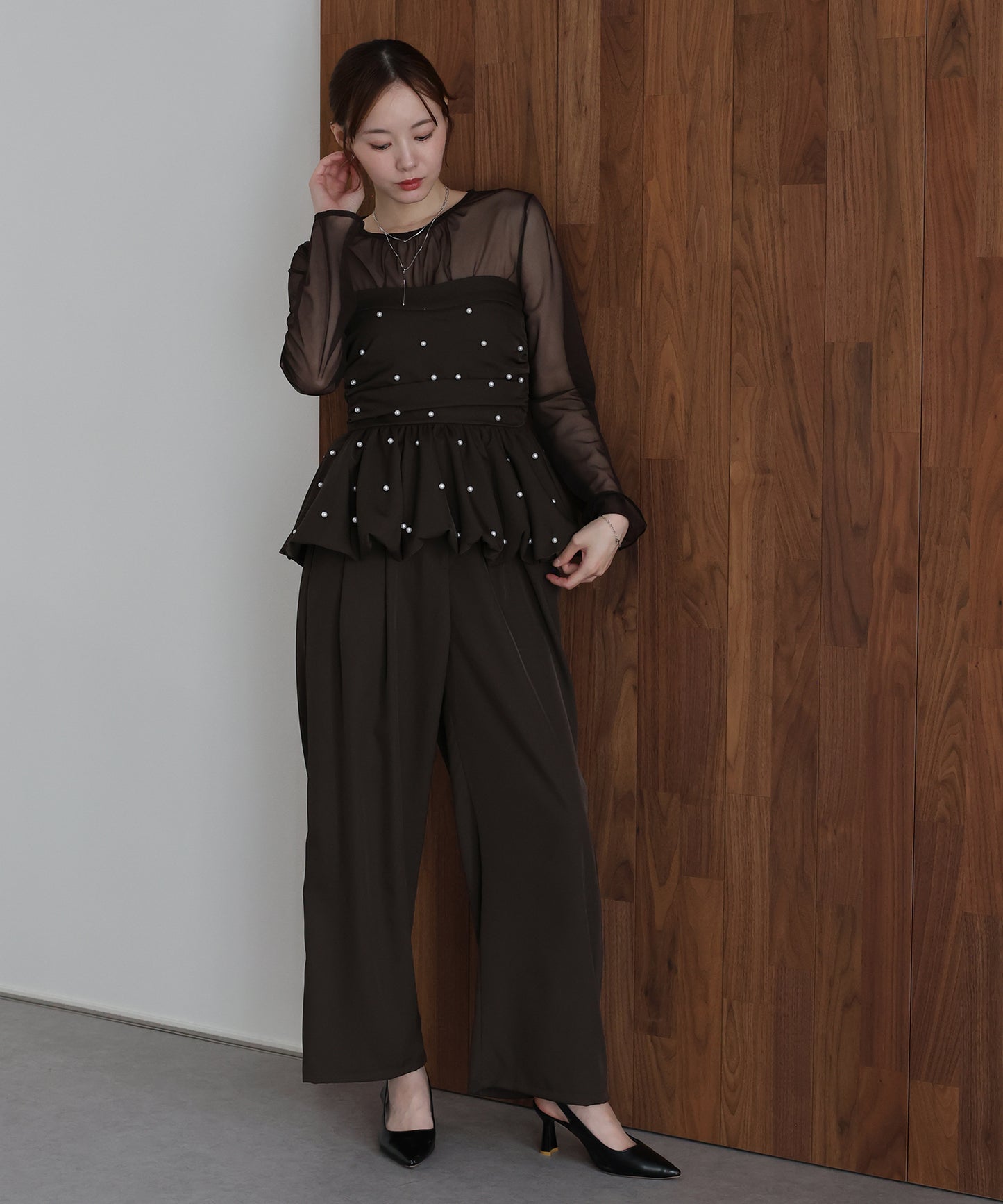 【早割5％OFF】パールバルーンビスチェパンツドレス