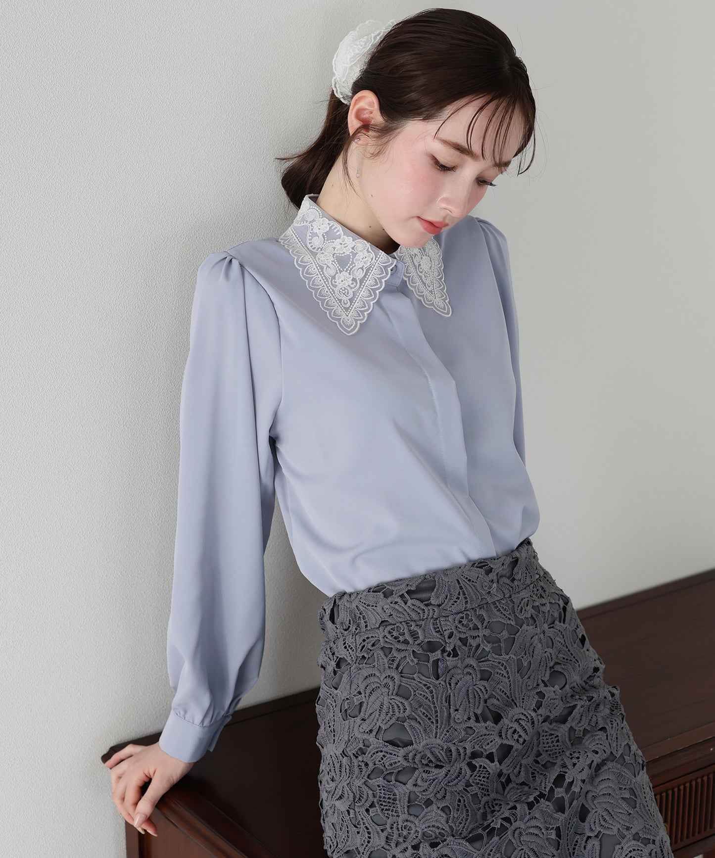 レース襟ブラウス【ネコポス】