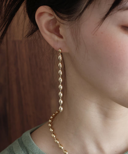 オーバルボールチェーンピアス / ニッケルフリー