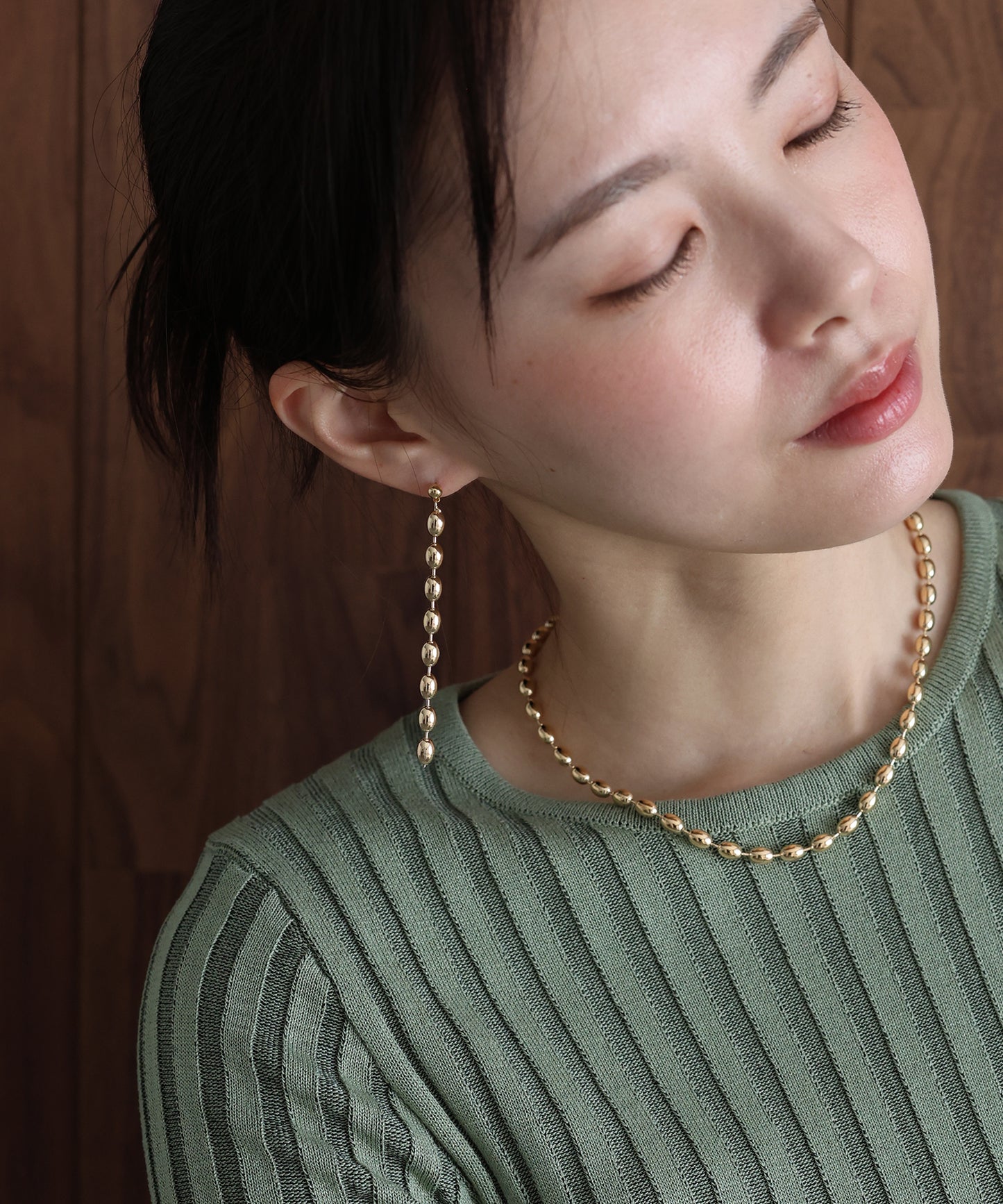 オーバルボールチェーンピアス / ニッケルフリー